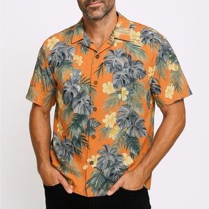 Tommy Bahamas Silk Tropical Floral Button Down Shirt Size XL